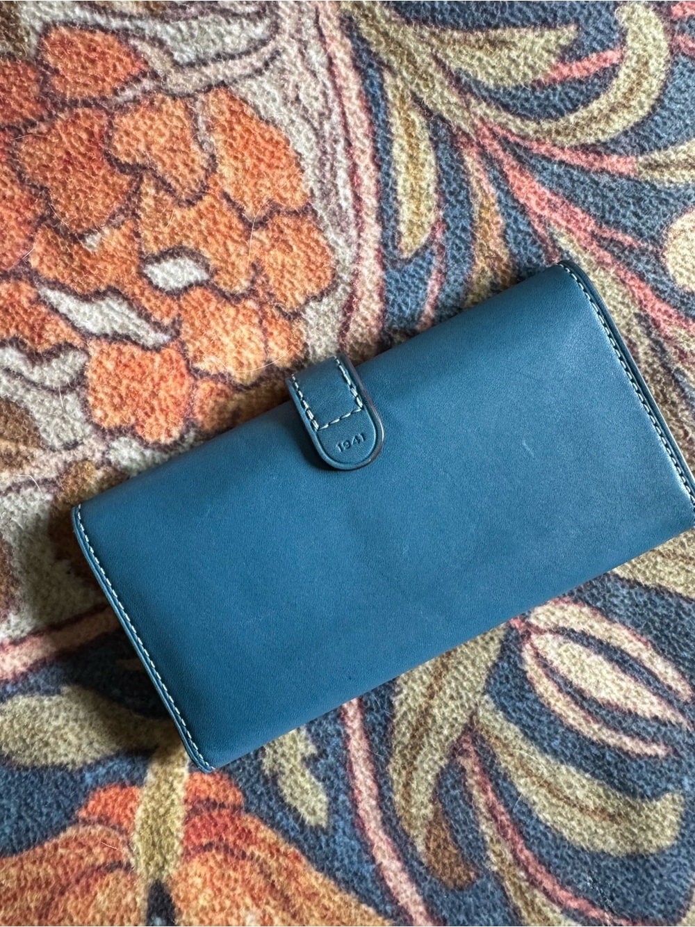 Coach Teal Blue Leather Snap Card Wallet - Picture 2 of 6